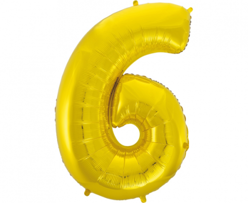 Folija balons B&amp;C cipars 6, zelts, 92 cm