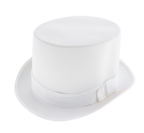 Top hat, white, plain, one size