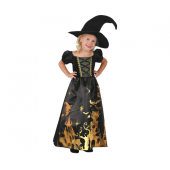 Costume for children Black-gold Witch (dress, hat), size 92/104