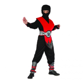 Red Ninja role-play set (hood, shirt, pants, armour, belt, arm guards, leg guards), size 110/120