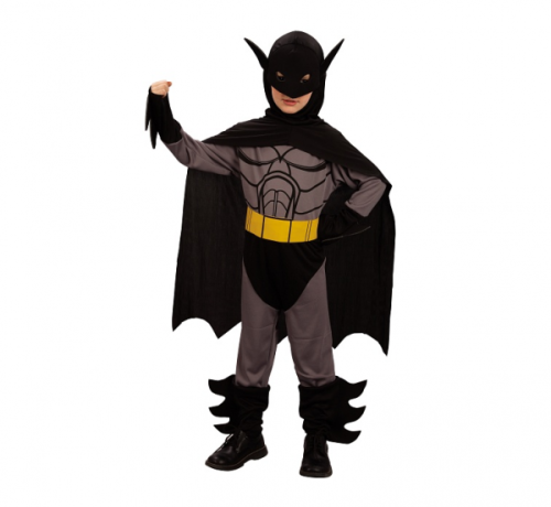 Black Warrior role-play set (overalls, cape with hood, mask, belt), size 120/130
