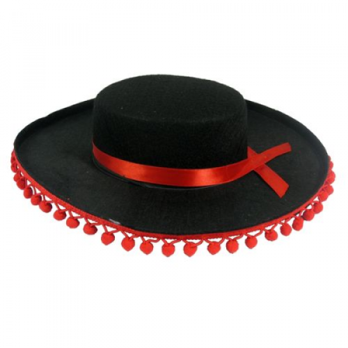 Sombrero hat with pom poms, one size Sombrero hat with pom poms, one size