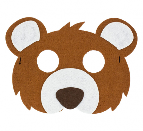 Felt mask Brown Bear, size 18 x 12.5 cm