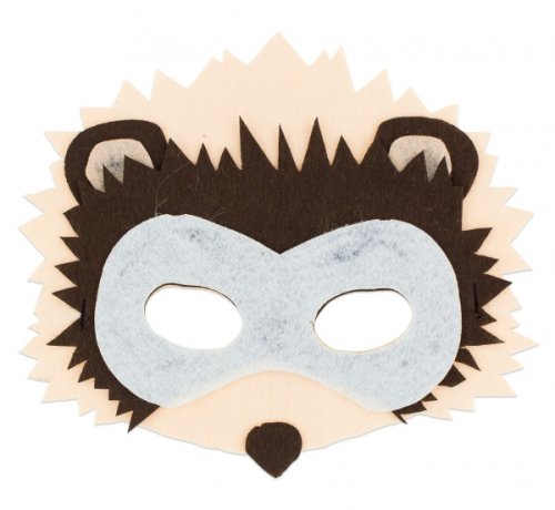 Felt mask hedgehog, size 19 x 15.5 cm