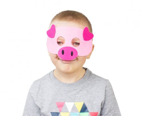 Felt mask Pig, size 19.5 x 12 cm