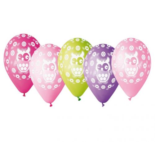 Premium Balloons Owl, with overprint, 1 colour, 12
