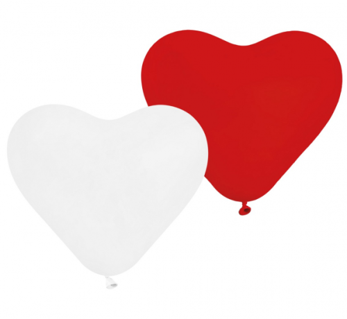 Balloon Premium 5 Hearts, red and white / 5 pcs.