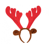Antler headband with ears, red