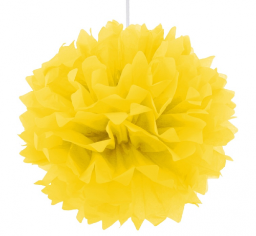 Decorative yellow pompon, diameter 40 cm