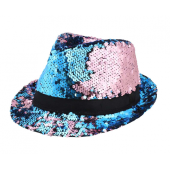 Sequins hat changing colour, turquoise-pink