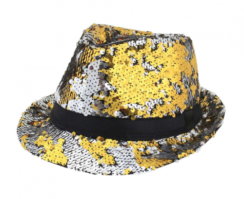 Sequins hat changing colour, gold-silver