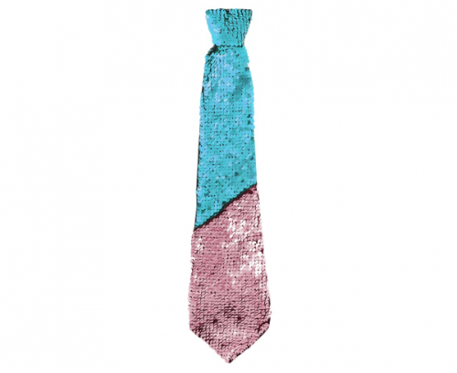 Sequins tie changing colour, turquoise-pink