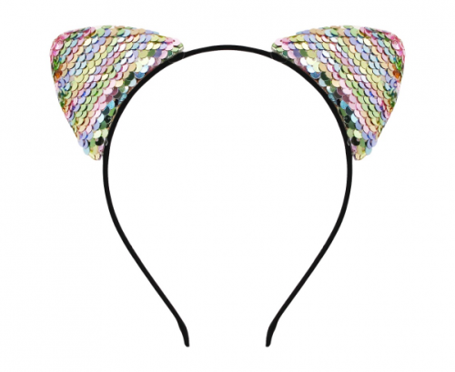 Headband Cat with sequins, pastel colours Headband Cat with sequins, pastel colours