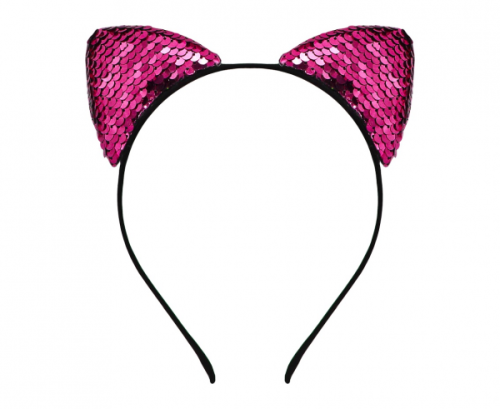 Headband Cat with sequins, pink