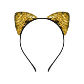Headband Cat with sequins, gold