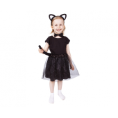 Set Black Cat (skirt, velcro tail, headband, bowtie), size 3-6 years