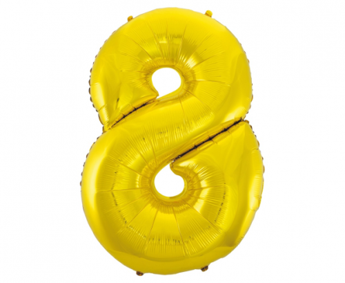 Folija balons B&amp;C cipars 8, zelts, 92 cm