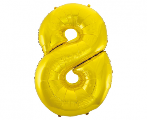 Folija balons B&C cipars 8, zelts, 92 cm Folija balons B&C cipars 8, zelts, 92 cm