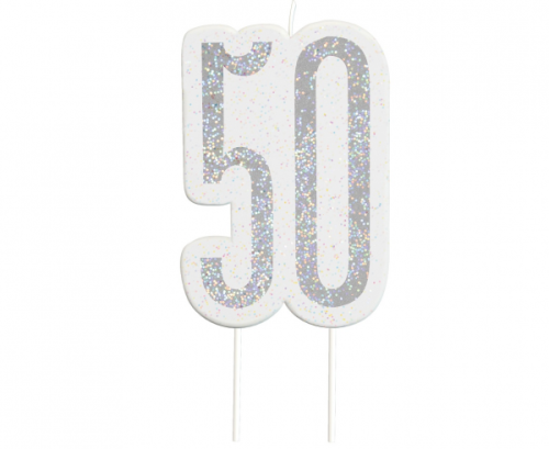 Pick candle Glitz 50, silver