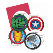 Invitations with envelopes Mighty Avengers, 6 Pcs