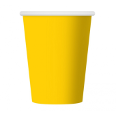 Paper cups, solid colour, yellow, 270 ml / 6 pcs