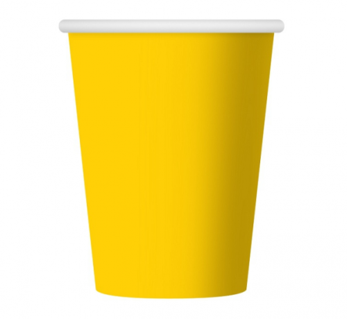 Paper cups, solid colour, yellow, 270 ml / 6 pcs