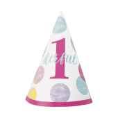 Party hat First Birthday, pink dots