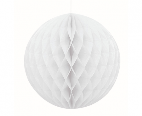 Decorative honeycomb ball, white, height 20 cm
