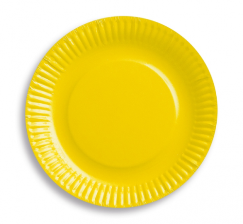 Paper plates, solid colour, yellow, 18 cm, 6 pcs