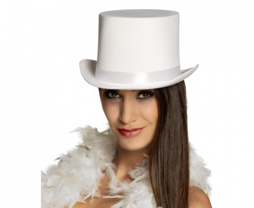 Top hat, white satin