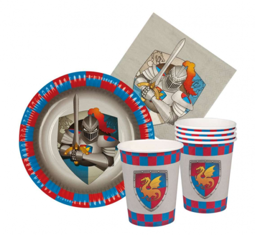 Set knights and  dragons ( 6 cups, 6 plates, 12 napkins)