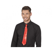 Tie shiny, red, 40 cm