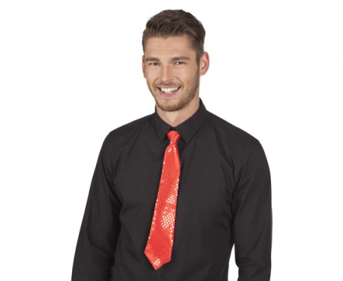 Tie shiny, red, 40 cm