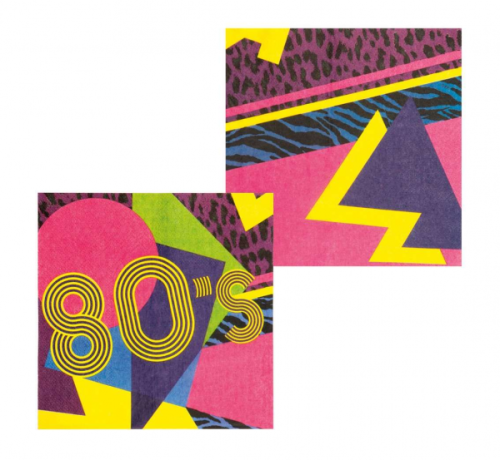 Disco napkins, 80's, 33x33 cm, 12 pcs