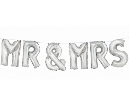 Banner Mr & Mrs, height 35,5 cm, silver