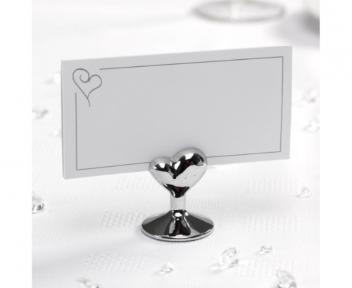 Place card holders Contemporary Heart, silver, 12 pcs