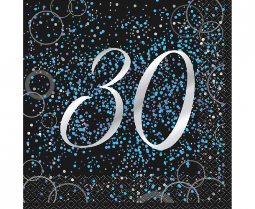Paper napkins Glitz 30, 33x33 cm, blue, 16 pcs Paper napkins Glitz 30, 33x33 cm, blue, 16 pcs
