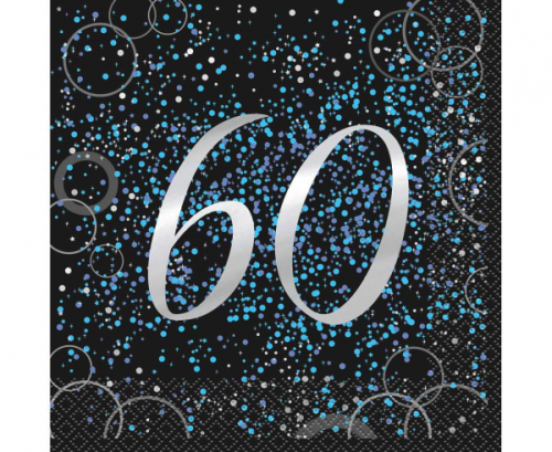 Paper napkins Glitz 60, 33x33 cm, blue, 16 pcs Paper napkins Glitz 60, 33x33 cm, blue, 16 pcs