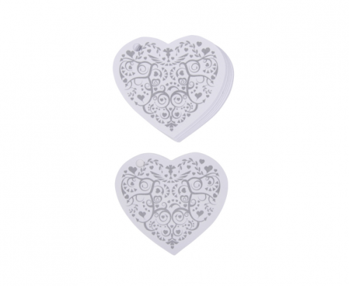 Elegant tag Vintage Romance, white-silver, 10 pcs