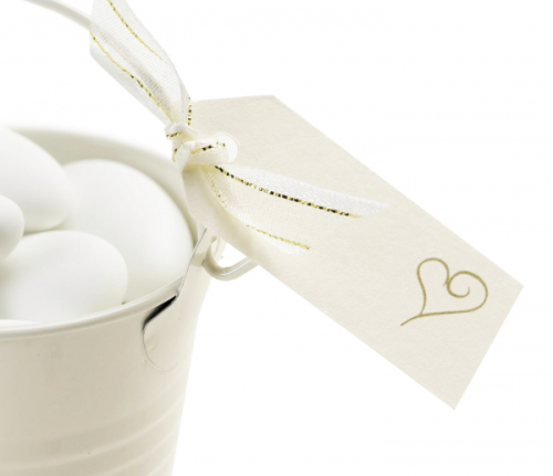 Elegant tag Contemporary Heart, ivory-gold, 10 pcs