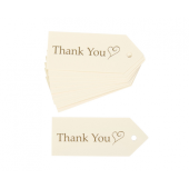 Elegant tag Contemporary Heart - Thank you, ivory-gold, 10 pcs
