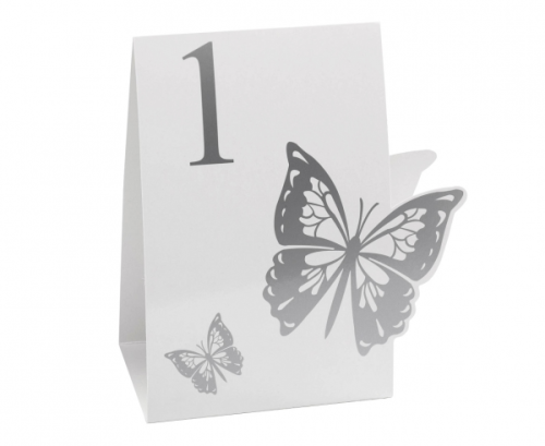 Table numbers Elegant Butterfly, white-silver, 12 pcs Table numbers Elegant Butterfly, white-silver, 12 pcs
