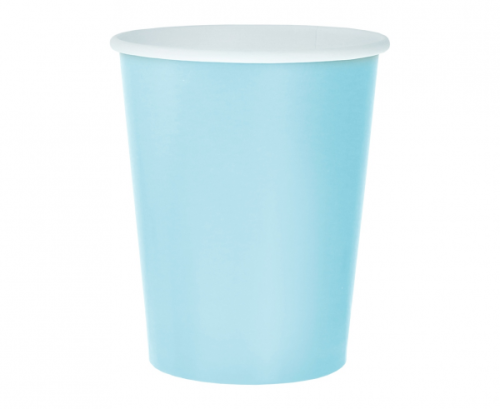 Paper cups, light blue solid colour, 270 ml / 14 pcs.
