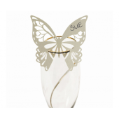 Place card for glass Elegant Butterfly, ivory, 10 pcs