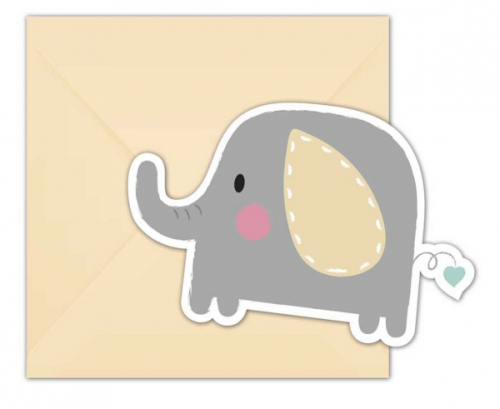 Invitations Elephant Baby, 6 pcs Invitations Elephant Baby, 6 pcs