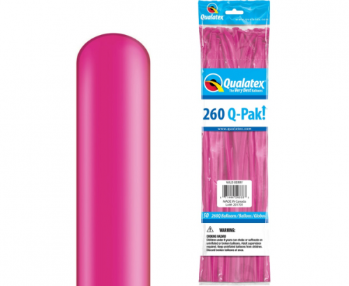 Modelling balloon QL 260, cranberry / 50 pcs.