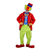 Costume for adult  clown (jacket, trousers, front vest, cap), size 52