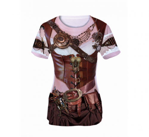 T-Shirt with Steampunk Lady printing, size L