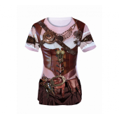 T-Shirt with Steampunk Lady printing, size M