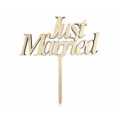 Wooden cake decoration Just Married, 13 x 14 cm